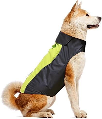 Vizpet Dog Raincoat Waterproof Coats,Dog Jacket High Visibility Warm Vest Dog Clothes for Large Dogs(Green-L)