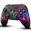 ZRZLMVP Switch Controller Wireless for Nintendo Switch/OLED/Lite/Switch 2, 1000mAh Rechargeable Pro Controllers with 9 Colors LED Light, Switch Remote Control Gamepad with Turbo, Vibration,6 Axis Gyro (Black)