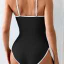 Eomenie Women's One Piece Swimsuit Tummy Control Slimming Bathing Suit Color Block Spaghetti Strap 1 Piece Swim Suit Swimwear (Black, XL)