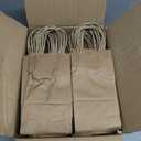 BagDream 200 Pack 3.5x2.4x6.7 Inches Mini Gift Bags with Handles Bulk Small Paper Party Favor Bags Recyclable Tiny Kraft Brown Paper Sacks