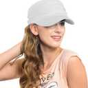 Women Cabbie Newsboy Hat, Hair Loss Hat for Women Baseball Caps Cotton Lined (Medium, White)