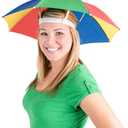 Bedwina Umbrella Hat Pack of 2 - Colorful Party Hats - 20 Inch, Hands Free, Funny Rainbow Colorful Beach Party Hats, Adjustable Size Fits All Ages, Kids, Men & Women