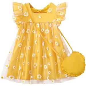 Kucnuzki Baby Girl Clothes Toddler Girls Summer Fairy Tulle Dress Ruffle Fly Sleeve Casual Sundress Cute Outfit for Kids 12-18
