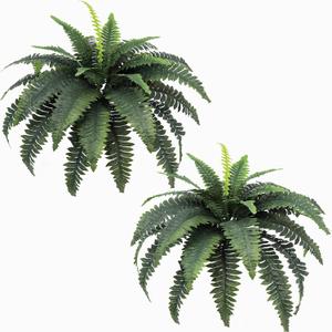 Artificial Ferns for Outdoors & Indoors 33" Spread, 2 Stems Large Fake Boston Fern Silk Greenery Faux Plants for Porch Home Windowsill Planters Garden Hanging Potted Decor