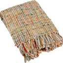 Creative Co-Op Woven Acrylic Boucl Throw Blanket with Fringe, Multicolor