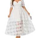 EYWOL Wedding Dresses for Women: White Bridal Shower Dress - Plus Size White Midi Dress - Evening Formal Dresses for Women - A-Line Cocktail Outfits L