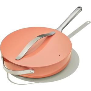 Caraway Nonstick Ceramic Saut Pan with Lid (4.5 qt, 11.8") - Non Toxic, PTFE & PFOA Free - Oven Safe & Compatible with All Stovetops (Gas, Electric & Induction) - Perracotta