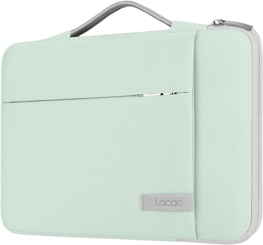 Lacdo 360 Protective 14 Inch Laptop Sleeve Case for HP Lenovo Dell ASUS Acer Chromebook 14 / HP Stream 14 / Dell Inspiron 14 / Lenovo IdeaPad 14 / Acer Spin 3 / ASUS ZenBook 14 Computer Bag, Green