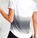 SweatyRocks Women's Short Sleeve Sport Athletic T Shirt Ombre Workout Tee Crew Neck Tops (Gray, L)