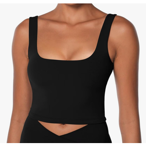 Sunzel Women's Double Lined Tank Top, Sleeveless Square Neck Crop Top, Yoga & Fitness Fitted Workout Casual Activewear Shirt (Small)