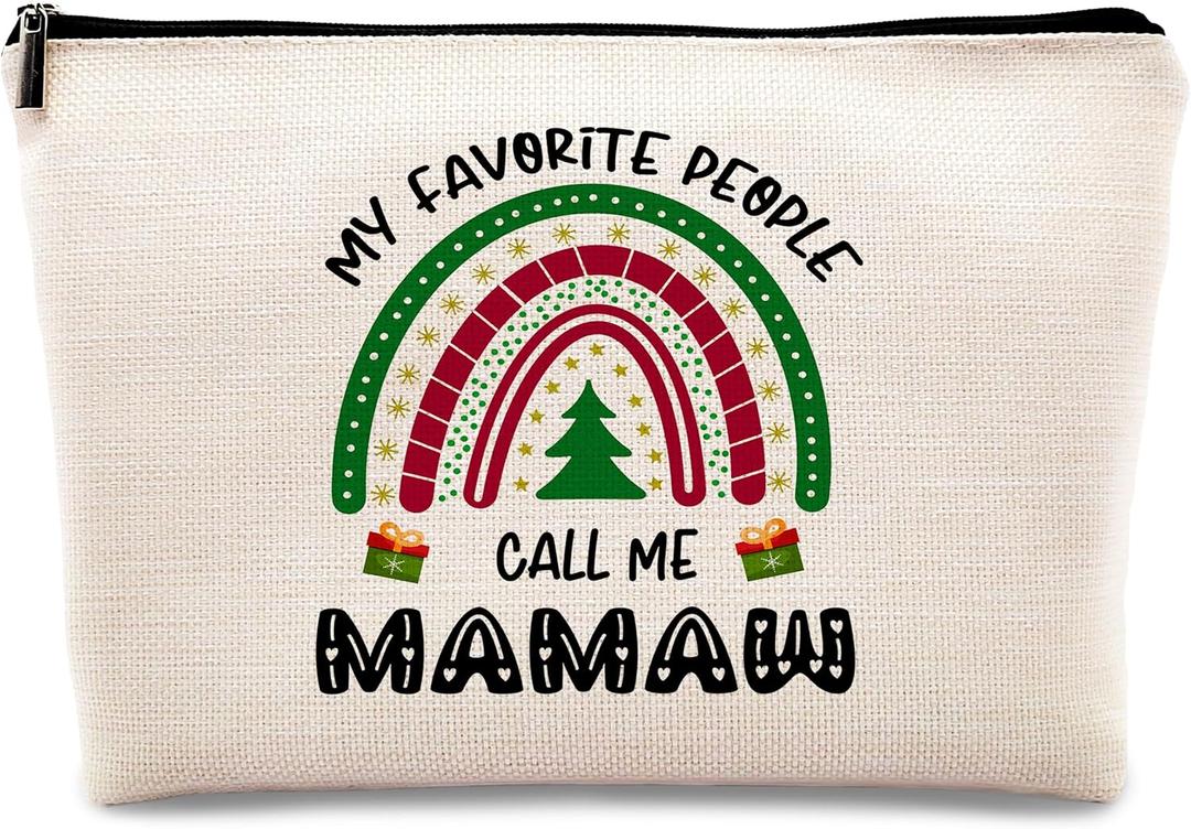 2 x kdqua Mamaw Gifts Makeup Bag, Best Grandma Gifts from Granddaughters Grandsons, Mamaw Gift for Christmas Birthday from Grandkids Cosmetic Bags Zipper Pouch Travel Organizer Toiletry Bag