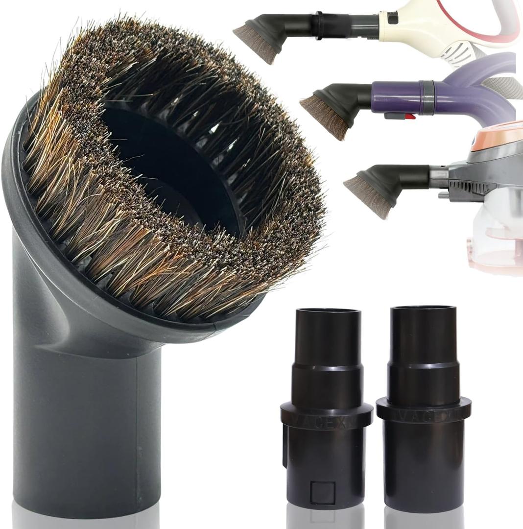 Round Horse Hair Vacuum Brush Attachment for Shark Vacuums, Compatible with Miele C1 Shark NV350 NV360 NV500 NV501 HV300 HV301 HV322 HV371 HV372 (1-3/8'' Vacuum Dusting Brush)