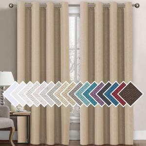 H.VERSAILTEX Linen Blackout Curtain 84 Inches Long for Bedroom/Living Room Thermal Insulated Grommet Linen Look Curtain Drapes Primitive Textured Burlap Effect Window Drapes 1 Panel - Heather Beige (52"W x 84"L (Pack of 1), Heather Beige)
