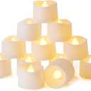 Homemory Timer Tea Lights Candles Battery Operated, 6H Timer Built-in, Auto On Daily, Flameless LED Tealight Votives for Table Centerpieces, Lantern, Holiday Decor, Warm Lamp, No Remote, 12-Pack (Warm White Glow, White Base)