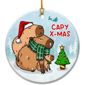 3 x VeryHomy Capybara Christmas Ornament 2025 | Ceramic Christmas Tree Hanging Decor, Capybara Ornament for Christmas Decorations | Animal Lovers Gifts for Women Girls, Capybara Xmas Tree Ornaments 2025