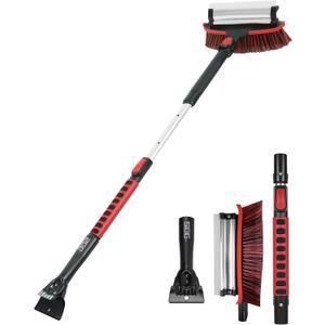 SEG Direct 42" Extendable Snow Brush and Ice Scraper with Telescoping Foam Grip, Heavy-Duty Snow Removal Tool for Car SUV RV Truck, Black and Red