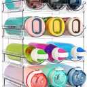 Water Bottle Organizer for Cabinet, 4 Pack Water Bottle Organization and Storage Shelf, Plastic Water Bottle Holder Rack for Fridge, Kitchen, Desktop