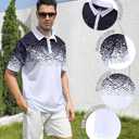 uideazone Mens Golf Shirt Dry Fit Athletic Polo Shirts Moisture Wicking Performance 3D Print Short Sleeve (3X-Large, Black White)