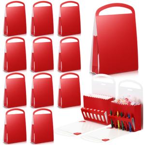Marspark 12 Pack Crayon Gift Bags with Crayon Holder, DIY Paper Gift Boxes Art Crafts for Birthday Party Decorations Baby Shower Decor Supplies(Red)