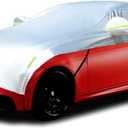 Half Car Cover Car Cover for Sunshade Half Car Body Cover Snow Cover Waterproof Universal Silver with Cotton (Sedan)