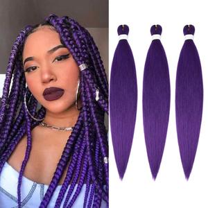 Pre stretched Braiding Hair Extensions Hot Water Setting Synthetic Hair Pre Stretched Crochet Braids Hair 16 Inch 3 Pack Purple# Pre stretched Braiding Hair Extensions Hot Water Setting Synthetic Hair Pre Stretched Crochet Braids Hair 16 Inch 3 Pack Purple#