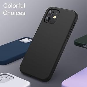 Silicone Case for iPhone 12 Mini 5.4-Inch, Silky-Soft Touch Full-Body Protective Phone Case, Shockproof Cover with Microfiber Lining (Black)