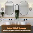 Wall Sconces Set of 2, Brushed Nickel Vanity Lights for Bathroom, Modern Wall Light Fixtures with Rotary Switch, Wall Mount Light with Frosted Glass, Farmhouse Wall Lamp for Bedroom Living Room