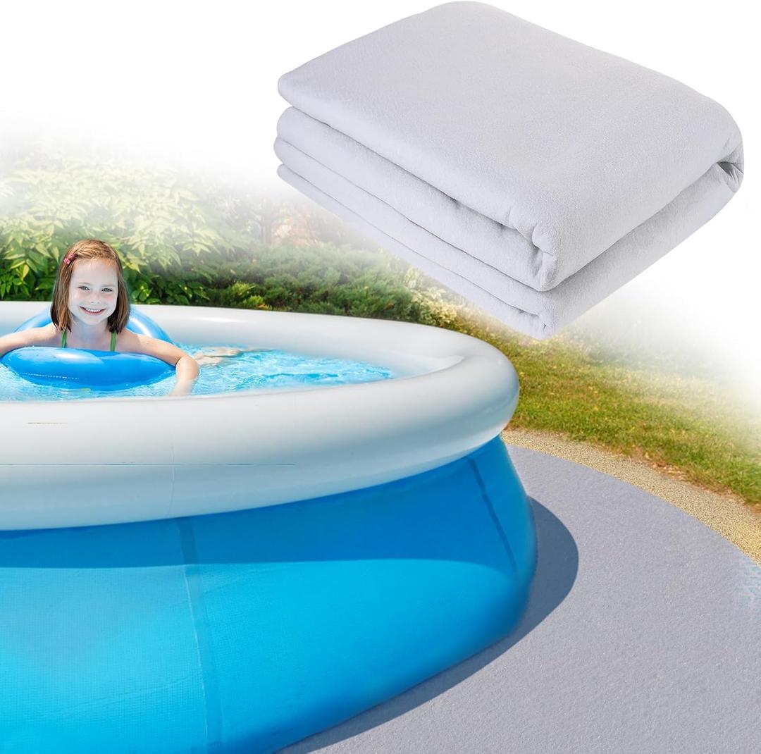 Iriisy Pool Pad 15 ft Round Above Ground, Geotextile Pool Liner Pad for Bottom Protection, Heavy-Duty Under Pool Mat for Puncture Prevention, Swimming Pool Liners for Outdoor Padding, Grey (15')