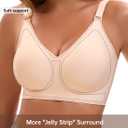 Womens Deep V Bras Wireless Comfortable Bra Supportive No Underwire Bras Tshirt Push Up Bralettes Plunge Seamless Bra (Beige, M)