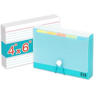 H4D 4x6 Index Card Case with 100 Heavyweight Ruled Index Cards and Dividers, Teal