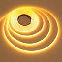 TOPAI 24V Thin 5mm Gold Yellow COB LED Strip 16.4ft Narrow LED Tape Light Dotless 400LEDs/M High Density Cuttable Flexible for Cabinet Home DIY Lighting Projects (Yerrow)