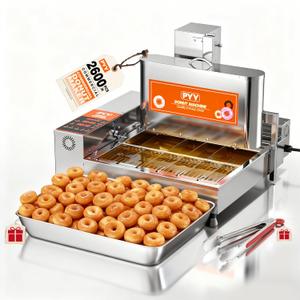 PYY Commercial Mini Donut Machine - 6 Row Fully Automatic Commercial Donut Maker Machine, 2600 Pcs/Hr, Upgraded Anti-Stick Donut Fryer Machine, Makes Mini DIA 1.81"-1.96" Donut, 9L Hopper, 1800W