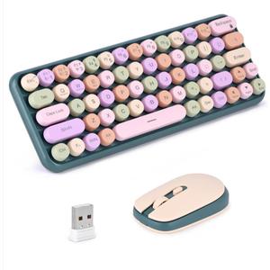 2.4G Wireless Keyboard & Mouse Combo, Portable%60 Small Typewriter Keyboard for Office PC Computer Laptop Desktop Windows (Green)