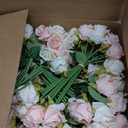 Jexine 240 Pcs Artificial Rose Flowers Bouquet Silk Realistic Flowers Bulk Centerpieces DIY Bride Fake Rose for Home Bridal Wedding Party Decorations(Pink and White)
