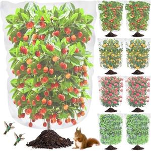 Mckanti 8 Pack Bird Netting for Blueberry Bushes, 3.2×5.2Ft Tree Netting Barrier Plant Cover Bags with Drawstring, Blueberry Bush Netting Cover for Garden to Protect Blueberry Fruit Flower Plants