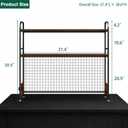 2-Tier Desktop Hutch Bookshelf with LED Light Strip & Power Outlet,Metal Grid Panel, Countertop Storage Rack for Office & Dorm, Space-Saving Desk Organizer for Monitor, Books & Decor, Black, 37.4 Inch