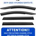 Window Visors Rain Guards for 2019 2020 2021 2022 2023 Hyundai Santa Fe, Out-Channel Window Vent Wind Deflectors Visors Shades for 19 20 21 22 23 Santa Fe