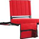 SPORT BEATS Stadium Seats with Back Support Bleacher Chairs with Back and Cushion Thick Padded Bleacher Seats Includes Shoulder Strap (Red)