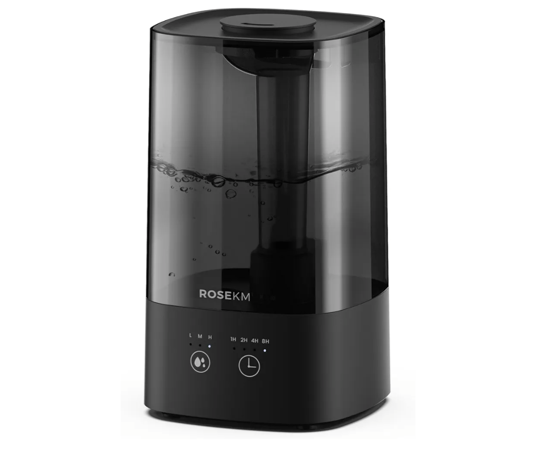 4.5L Humidifiers for Bedroom, Humidifiers for Home Large Room, Cool Mist Humidfiers for Baby and Plant with Timer, Adjustable Mist Level, 360° Nozzle, Auto Shut-Off, Black