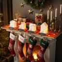 Stocking Holders for Mantle and Garland Hanger, 4-Piece Resin Fireplace Hooks with LED Lights, Perfect for Christmas dcor and Holiday Party setups