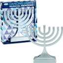 Rite Lite Chanukah “Dancing Lights” 8" H Musical Hanukkah Menorah (Silver) - Jewish Holiday Party Hanukkah Gifts Decor Blue Menora That Plays Music While The Lights Dance to The Beat!, Pack of 2