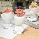HEYO-YEPY 3PCS Cute Artificial Plant Office Decor for Women and Men, Aesthetic Desk Plant Decor for Office and Home, Potted Small Fake Plants for Indoor Decoration, White Pots Pink Plants
