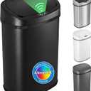 iTouchless 13 Gallon Oval Automatic Garbage Can with Odor Filter, 50L Touchless Kitchen Wastebasket, Smart Hands-Free Motion Sensor Lid, Fingerprint-Proof, Soft-Close, Modern Matte Black Finish