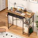 DAOUTIME Small Computer Desk, 36 Inch Writing Desk with Drawers & Storage Shelves, Home Office Writing Desk for Small Spaces, Bedroom, Living Room, Dorm, Rustic Brown