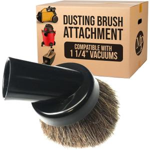 MP Maresh Products Household Cleaning Vacuum Brush Attachment - Horse Hair Vacuum Cleaner Accessories, Soft, Dust Floor Brush, Compatible with Shop Vac 1-1/4" Vacuum Cleaners for Hard Surfaces - Black