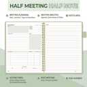 SUNEE Half Meeting Half Note - 7.5"x10" Professional Notebooks for Work - 160 Pages, B5 Size Project Planner, Spiral Meeting Agenda Organizer for Women Men, Note Taking,Office with Vegan Leather Cover
