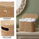 Coeusy Toilet Paper Basket with Lid,Paper Rope Decor Basket for Bathroom Organizers and Storage,Holds Up to 6 Mega Rolls,Decorative Hand-Woven Bathroom Bedroom Living Room Decor