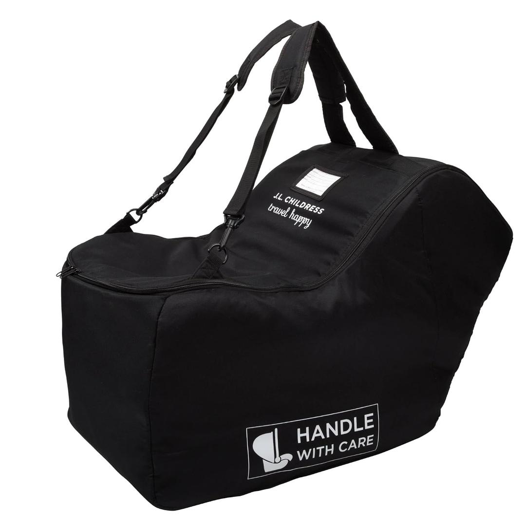 J.L. Childress Padded Infant Car Seat Bag - Travel Bag for Airplane, Fits Most Baby & Infant Car Seats, Compatible with UPPAbaby, Nuna, & Chicco, Airport Accessories, AirTag Compatible- Premier, Black, No Wheels