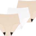 AIRCUTE Washable Absorbency Urinary Incontinence Underwear for Women High Waist Leak Proof Panties for Bladder Leakage 60ML, 3 Pack (Medium, Beige-Beige-White)