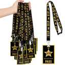 PerKoop 36 Sets VIP Lanyards with PVC Pass Cards Black Breakaway Badge Lanyards for Backstage Music Concert TV Movie Night Award Sport Event Birthday VIP Party Decorations